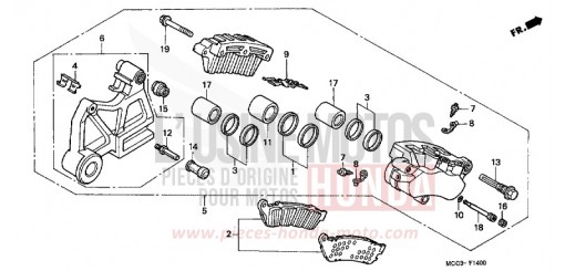 ETRIER DE FREIN ARRIERE CB1100SF1 de 2001